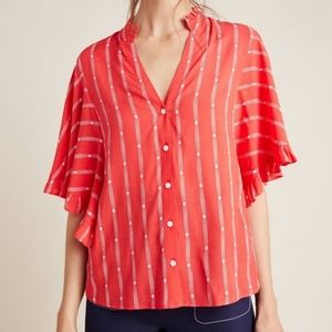 Anthropologie Red Striped Blouse